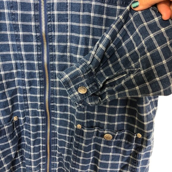 VICTORIA JONES WOMAN Denim Style Plaid Shacket Shirt Jacket Zip Up Size X - Picture 8 of 11
